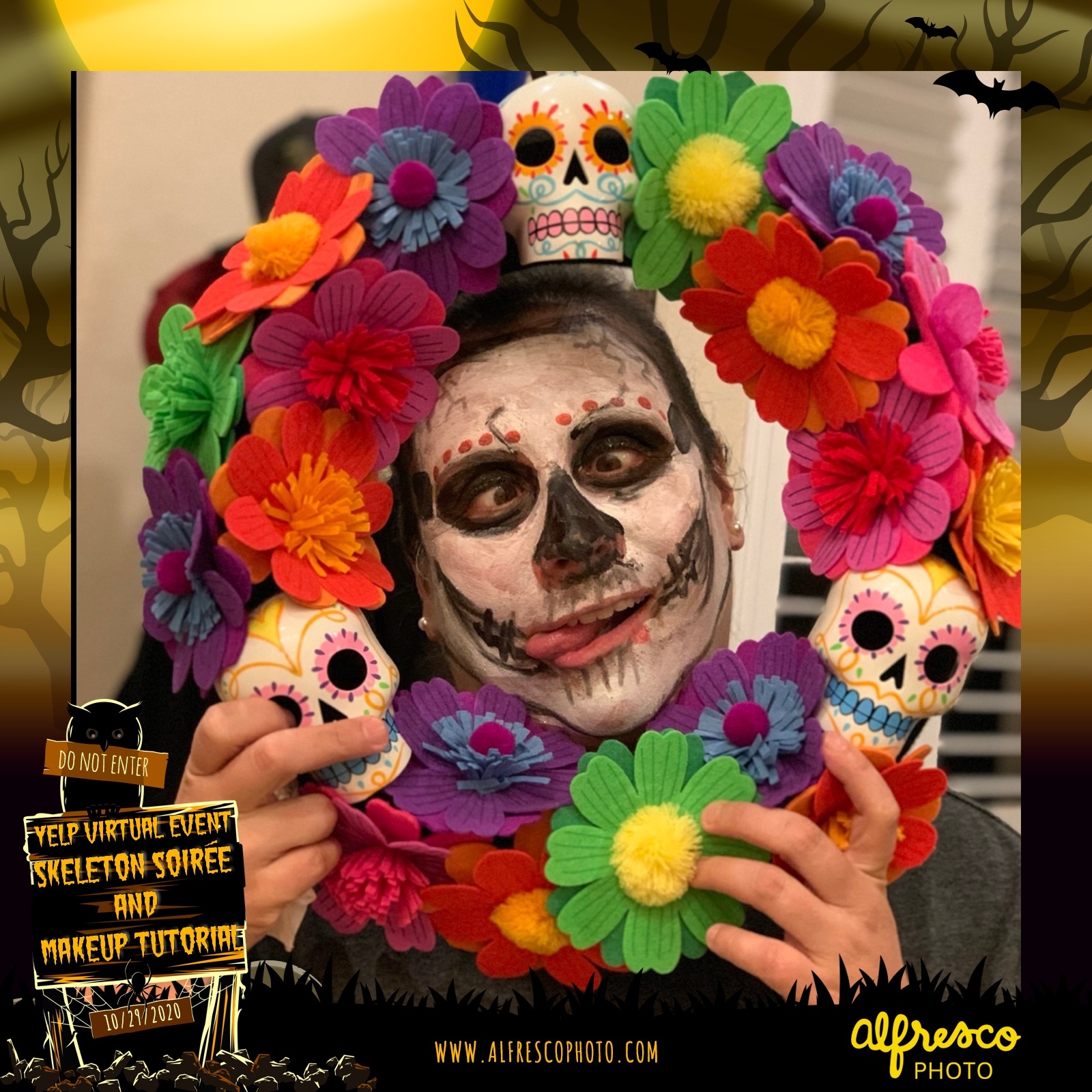 Yelp Skeleton Makeup Tutorial | View more photos from the event at events.alfrescophoto.com/u/AlfrescoPhoto/Yelp-Skeleton-Makeup-Tutorial